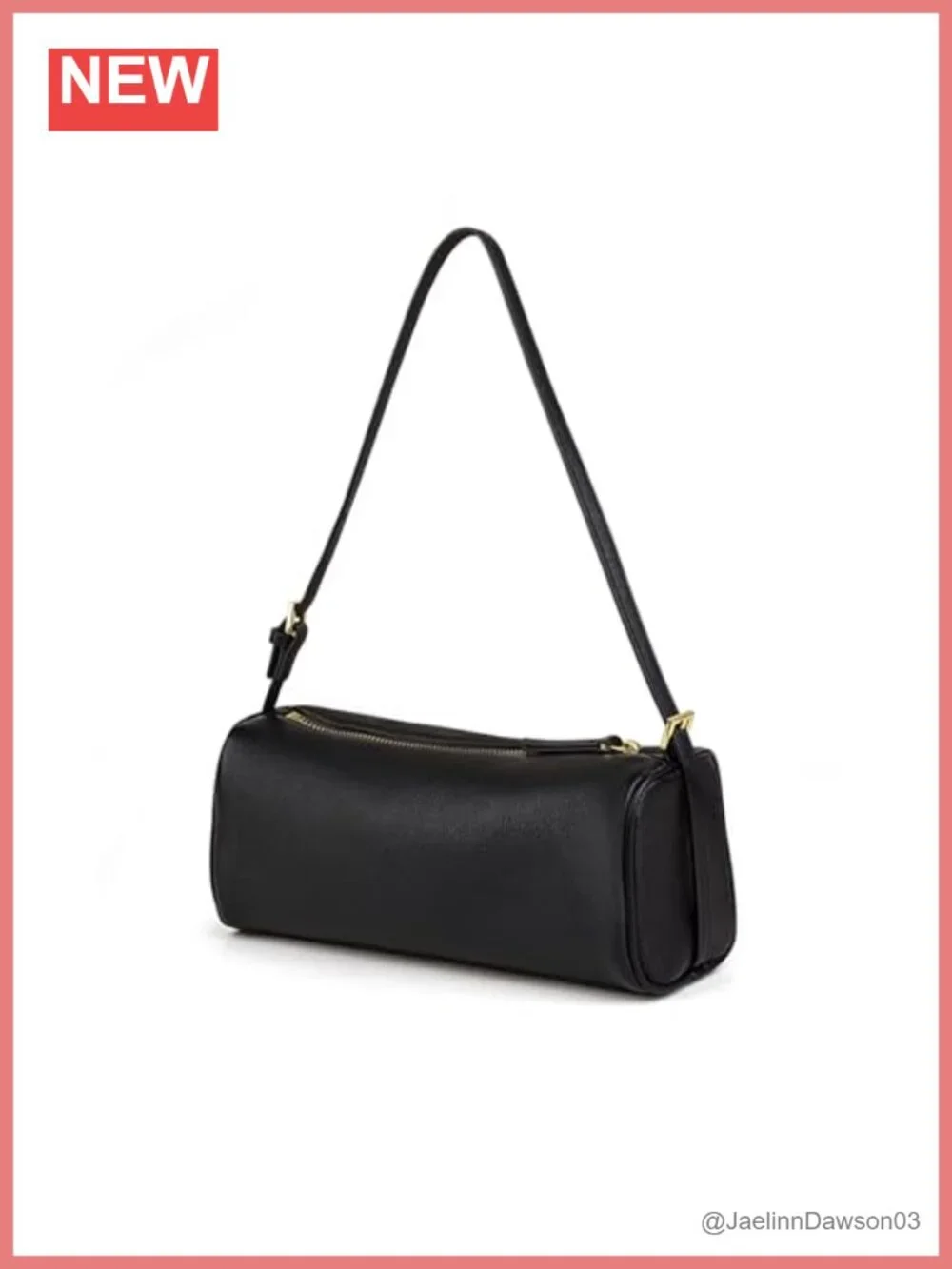 Premium Full Grained Leather Hobo Barrel Crossbody Bag with Adjustable Strap